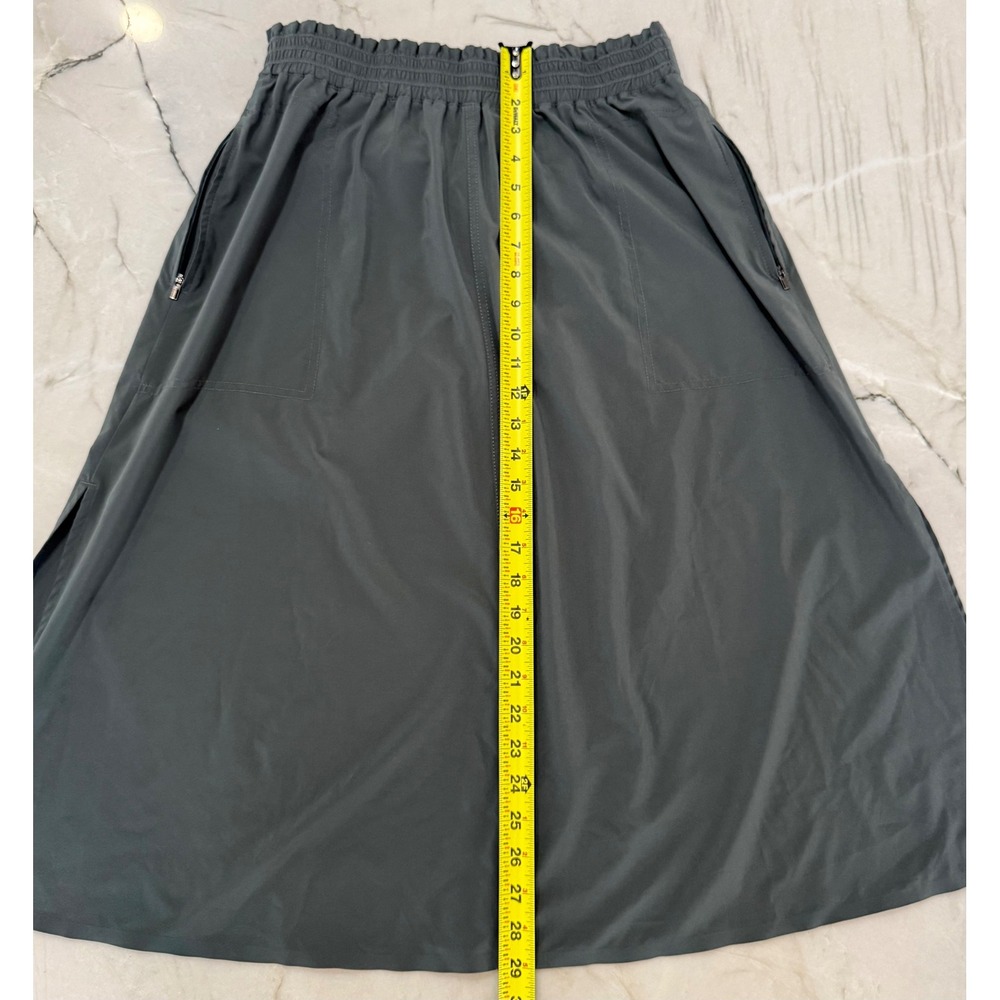 Athleta Savannah Sage Green Midi Skirt Zipper Pockets Side Slit Size Medium #94 - Picture 6 of 11